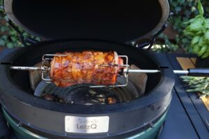 LetzQ Spit Rotisserie for Big Green Egg with Porchetta