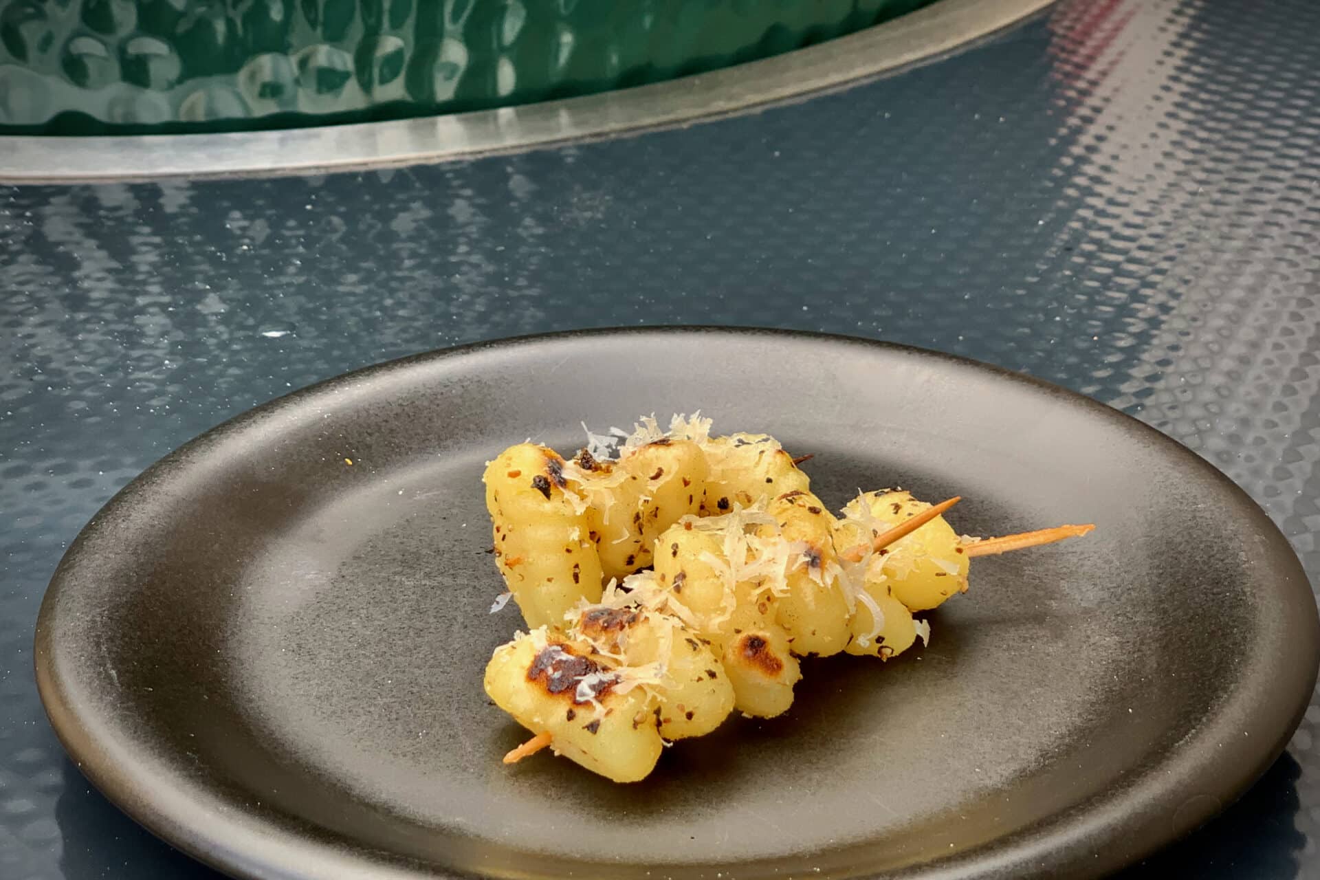 Gnocchi Skewers Meat Smoke Fire