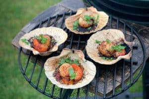 photo of Dirty Ndjua Scallops on a bbq grill