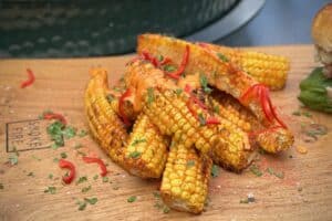 Corn Ribs phot of a pile of Corn Ribs on a board