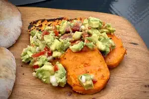 Sweet potato with avocado chutney Sweet potato with avocado chutney