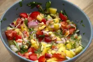 close up photo of a bowl of Mango Salsa
