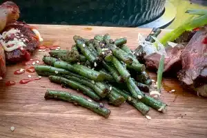 photo of Toasted Sesame Green Beans on a board