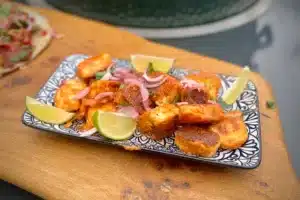 Paneer 65 photo of Paneer 65 on a blue and white serving plate