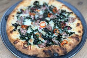 Italian sausage and cavolo nero pizza