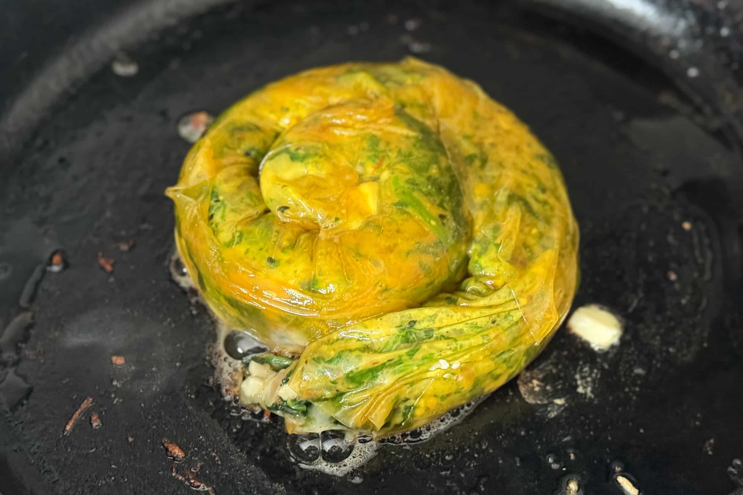 Crispy spinach and feta spirals