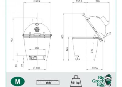 Big Green Egg Dimensions - Medium
