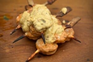 photo of Indian Spiced Grilled Prawns on a board